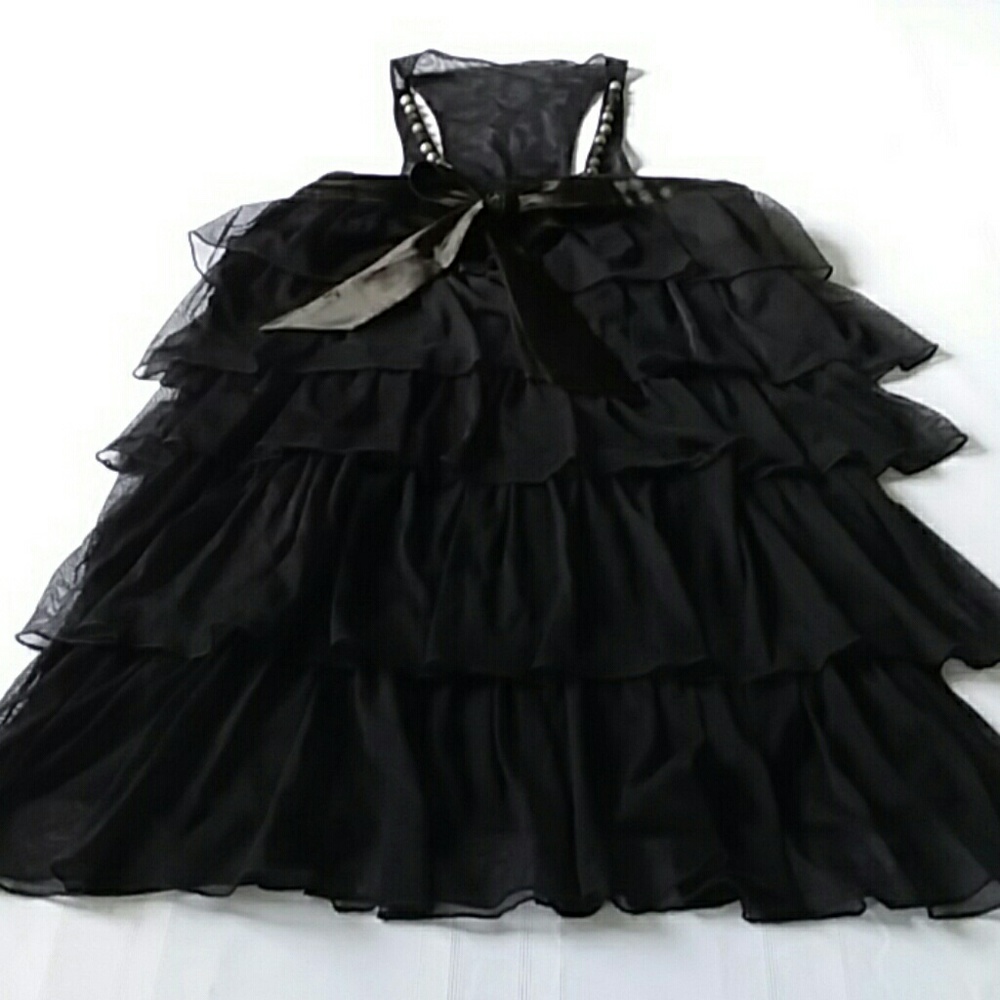 Myan black ruffle dress